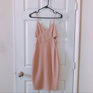 Blush pink midi dress with cutouts